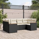 vidaXL Salon de jardin 6 Pièces avec coussins noir résine tressée