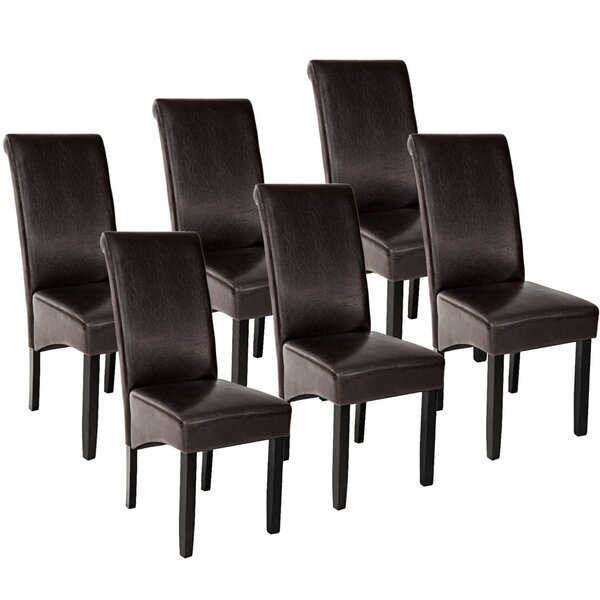Lot de 6 chaises pieds noir siège de salon cuisine salle à manger design carré élégant marron 08_0000087