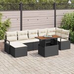 vidaXL Ensemble de salle à manger pour jardin 8 Pièces Noir  Crème