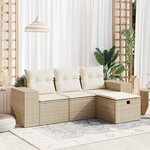 vidaXL Salon de jardin avec coussins 4 Pièces beige résine tressée
