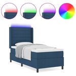 vidaXL Lit à ressort avec matelas et LED bleue 90x190 cm Tissu
