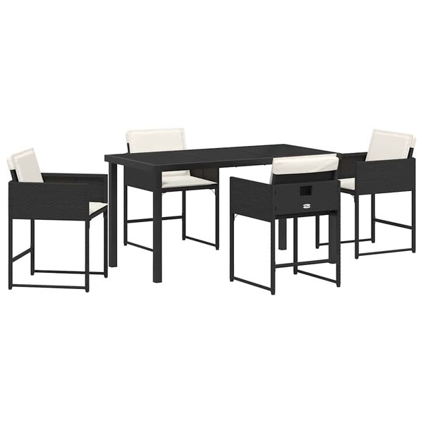 vidaXL Ensemble de salle à manger pour jardin 5 Pièces Noir polyrotin