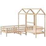 vidaXL Ensemble de lit et de banc avec toit 90x200 cm bois pin massif