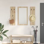 vidaXL Porte-manteau mural avec stockage avec miroir Chêne sonoma 96 x 1 5 x 90 cm