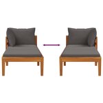 vidaXL Chaise longue avec 1 accoudoir Gris foncé Bois d'acacia solide