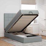 vidaXL Lit ottoman avec matelas gris clair 90x200 cm tissu