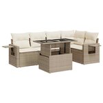 vidaXL Salon de jardin avec coussins 6 Pièces beige résine tressée