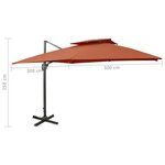 vidaXL Parasol de jardin en porte-à-faux avec double toit terre cuite