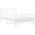 vidaXL Cadre de lit métal sans matelas et pied de lit blanc 100x200 cm