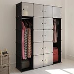 vidaXL Armoire modulaire 14 compartiments Noir et blanc 37x146x180 5cm