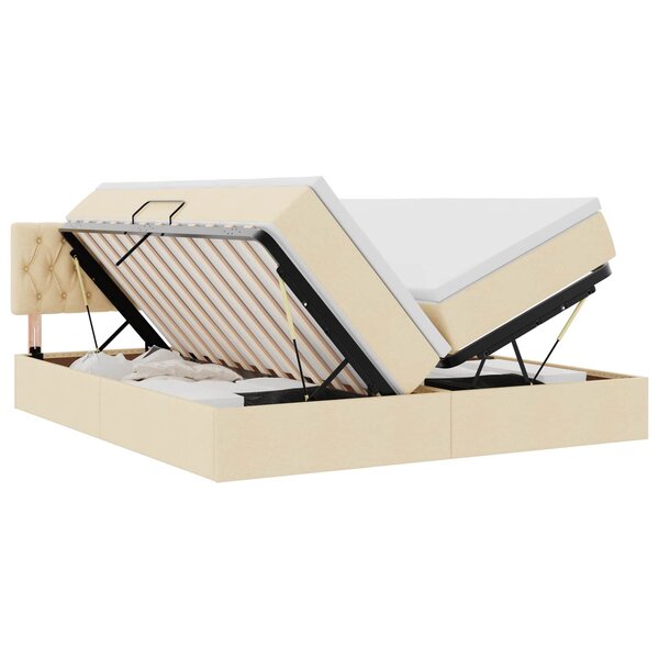vidaXL Lit de Rangement Crème 200 x 200 cm Cuir synthétique