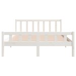 vidaXL Cadre de lit Blanc Bois massif 150x200 cm Très grand