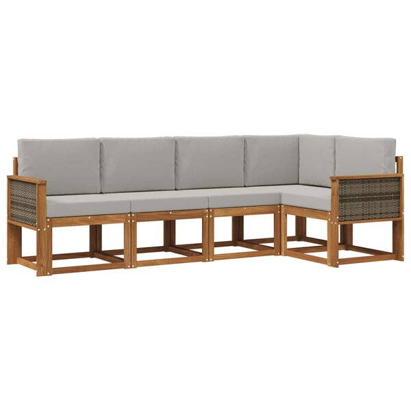 vidaXL Ensemble de canapés d'extérieur 5 pc Naturel et gris clair
