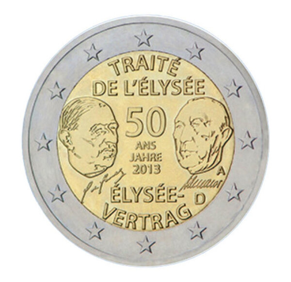 2 euros commémoratif Allemagne 2013  Traitée de l'Elysée.