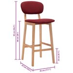 vidaXL Tabourets de bar lot de 2 rouge bordeaux tissu