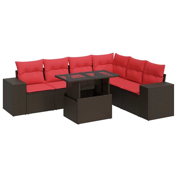 vidaXL Salon de jardin et coussins 14 Pièces marron résine tressée acacia