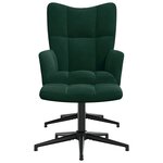 vidaXL Chaise de relaxation avec tabouret Vert foncé Velours