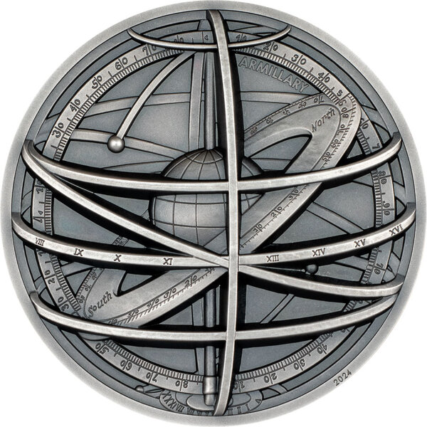 Pièce de monnaie en Argent 10 Dollars g 62.2 (2 oz) Millésime 2024 Historic Instruments ARMILLARY SPHERE (PRÉCOMMANDE)