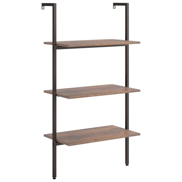 vidaXL Étagère inclinée à 3 niveaux Marron foncé et noir 64x35x120 5cm