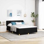 Lit Box Spring avec Matelas - Noir  140x200 cm  Tissu