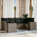 vidaXL Salon de jardin 6 Pièces avec coussins gris résine tressée