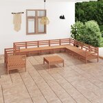 vidaXL Salon de jardin 11 Pièces Bois de pin massif Marron miel