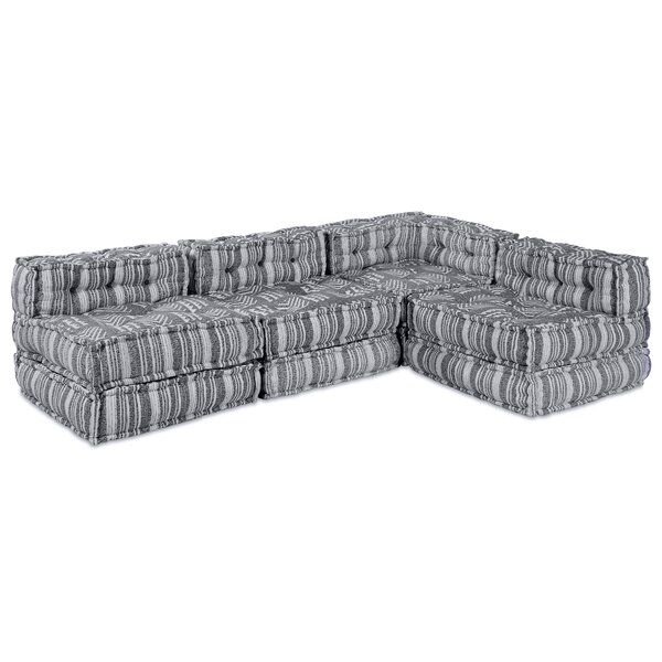 vidaXL Canapé Pouf Modulaire 4 Places Transformable en Lit en Tissu Gris Clair