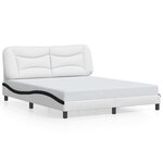 vidaXL Cadre de lit avec LED sans matelas Hvar blanc et noir 160x200 cm