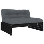 vidaXL Canapé central 120x80 cm noir bois de pin massif