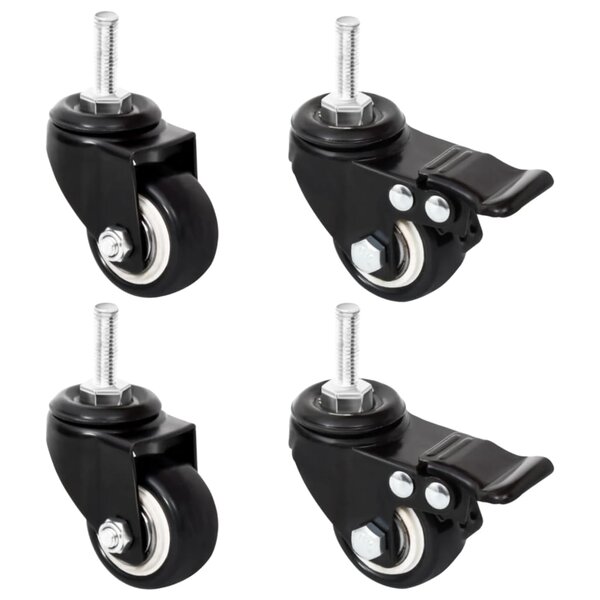vidaXL Roues pour jardinière 4 Pièces noir 8x3 5x8 cm fer