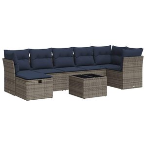 vidaXL Salon de jardin 8 Pièces avec coussins gris résine tressée