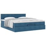 VidaXL Cadre de lit ottoman avec matelas bleu foncé 160x200 cm velours