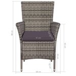 vidaXL Ensemble à manger d'extérieur 9Pièces coussins Résine tressée Gris