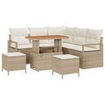 vidaXL Ensemble de canapé de jardin avec coussin 8 Pièces Beige et crème