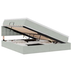 vidaXL Lit de rangement LED avec matelas Gris clair 160 x 200 cm