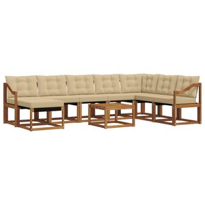 vidaXL Ensemble de canapés d'extérieur 9 pc Naturel et Beige