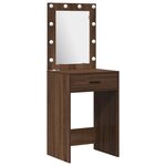 Ensemble de coiffeuse 2 pièces avec éclairage LED en bois d'ingénierie chêne noir