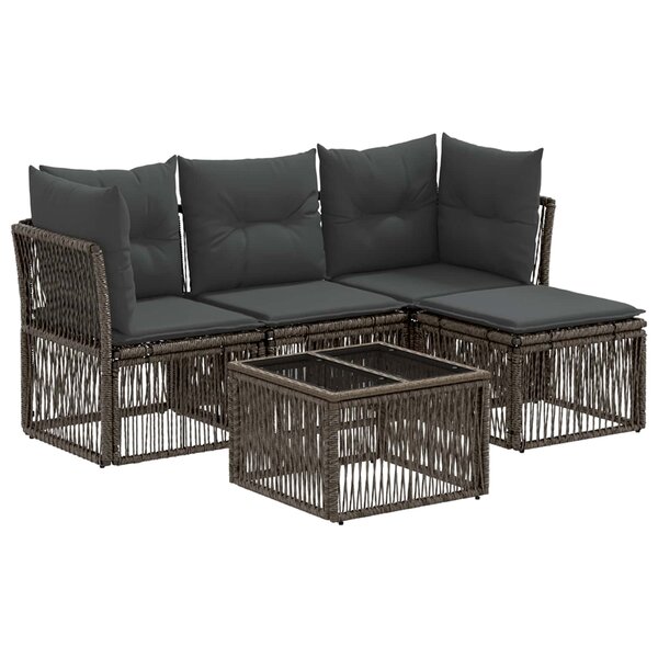 vidaXL Ensemble de canapé de jardin 5 Pièces Gris polyrotin