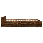 vidaXL Cadre de lit et tiroirs chêne fumé 140x190 cm bois d'ingénierie