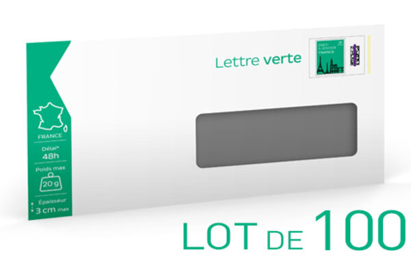 Prêt-à-Poster - Lettre Verte - 20g - Format DL - Enveloppes à fenêtre en lot de 100