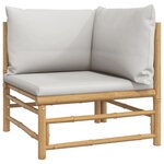 vidaXL Canapés d'angle de jardin avec coussins gris clair 2 Pièces bambou