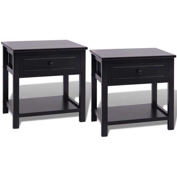 vidaXL Table de chevet 2 Pièces Bois Noir