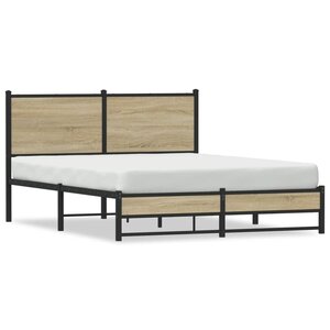 vidaXL Cadre de lit en métal sans matelas chêne sonoma 150x200 cm
