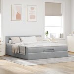 VidaXL Cadre de lit ottoman et matelas gris clair 200x200cm tissu