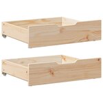 vidaXL Tiroirs sous le lit avec roulettes 2 Pièces 75x55x17 cm pin massif