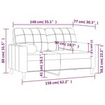 vidaXL Canapé 2 places avec oreillers décoratifs crème 140 cm tissu