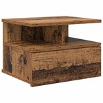 vidaXL Table de nuit flottante avec tiroir Bois ancien 40 x 31 x 27 cm