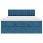 vidaXL Cadre de lit ottoman avec matelas bleu foncé 140x190 cm velours
