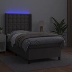 vidaXL Sommier à lattes de lit matelas LED Gris 100x200 cm Similicuir