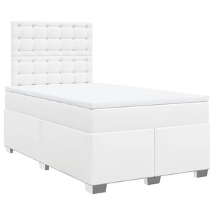 vidaXL Sommier à lattes de lit avec matelas Blanc 120x200cm Similicuir